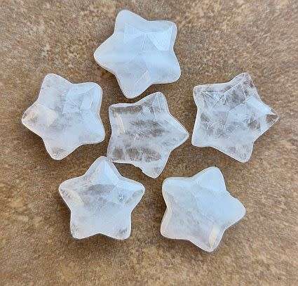 *Clearance Sale*1pc   (+/- 13x6mm)  Natural / Quartz Crystal/  Star / Faceted Bead / Top Drilled