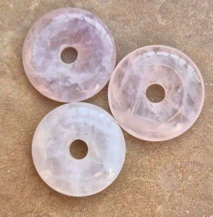 *Clearance Sale*1 pc Natural / Rose Quartz  / Disc  Shape  / Bead / Pendant (+/- 30x7mm)