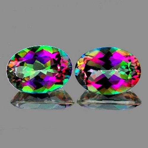 3.03ct BEAUTIFUL MATCHING PAIR OVAL CUT 100% NATURAL MYSTIC TOPAZ