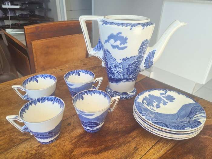 Antique Burleigh Ware English Blue and White 10 pieces