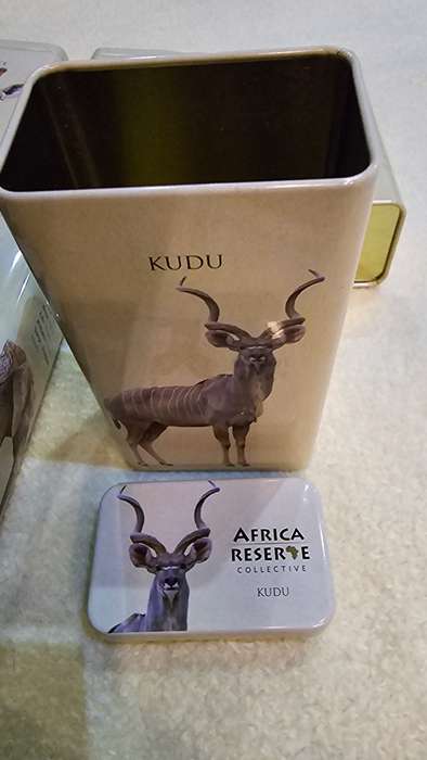 SET OF FIVE AFRICA RESERVE COLLECTIVE ANIMAL PRINT TINS