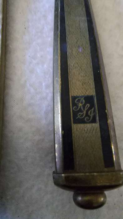 VINTAGE R& J LETTER OPENER/SWORD WITH LEATHER CASE