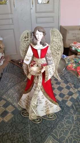 VINTAGE CHRISTMAS TREE TOP TIN ANGEL-SEE DESCRIPTION