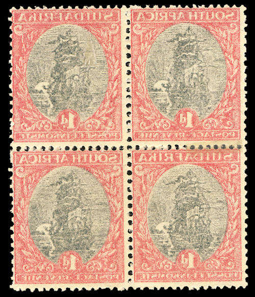 1927 1d Complete Offset at back in Block of 4