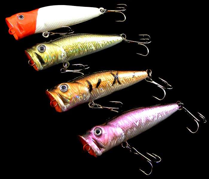 Lot of 4 Surface Popper Lures! Rattle/Holographic!