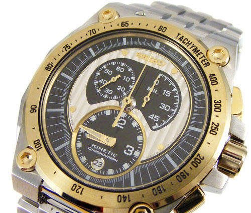 **R7999** SEIKO MECANITEC KINETIC Chronograph! No Battery changes ever!