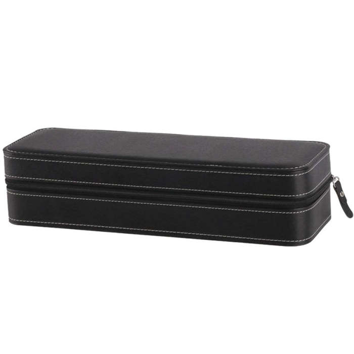 Watch/ Jewellery Storage, Organizer - Black Leatherette Case - 6 Slots