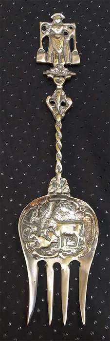 Ornate Dutch Brass Serving Fork