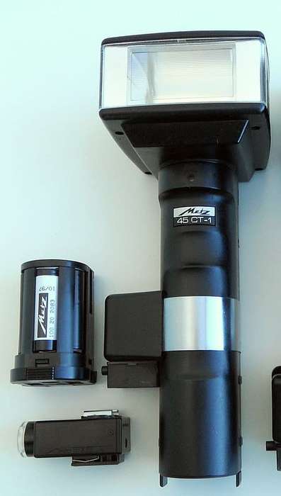 METZ MECA FLASH SYSTEM 45 CT1 2 FLASH GUNS WORK.+ NC ACCUS,BATTERY BASKET,PHOTO CELL,FILTERSET T ETC