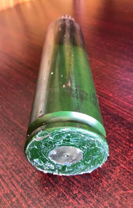40 MM SHELL- HEIGHT 23 CM-PLEASE NOTE THAT SILICONE AT BOTTOM -CAN BE REMOVED