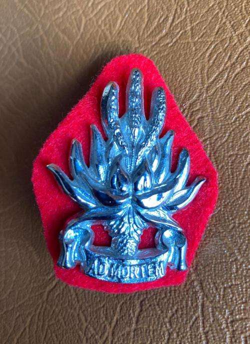 REGIMENT PIET RETIEF CHROME CAP BADGE-WORN POST 1976-2X SCREW LUGS