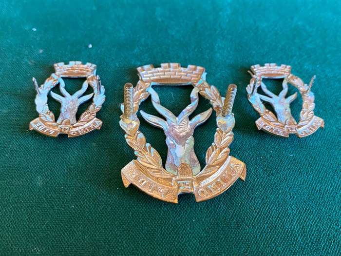 REGIMENT WINDHOEK CAP AND COLLARS-WORN 1964-1970'S-LUGS INTACT-SCARCE