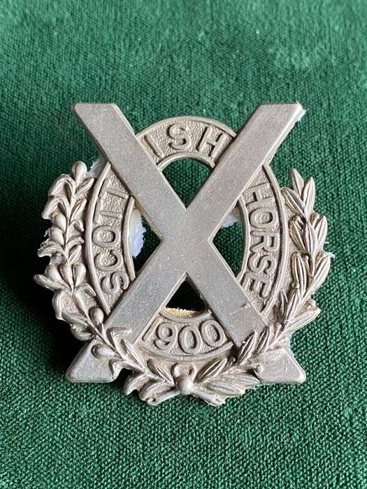 SCOTTISH HORSE,SLOUCH HAT BADGE-WORN 1902-1907- 2 LUGS