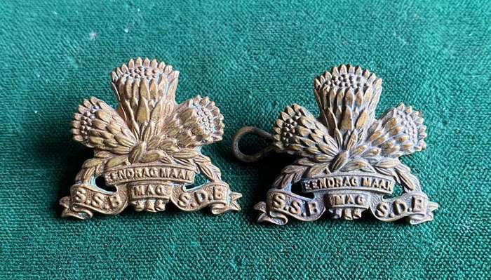 SPECIAL SERVICE BATTALION-GILDING METAL COLLARS BADGE PAIR-WORN 1934-1963-LUGS INTACT