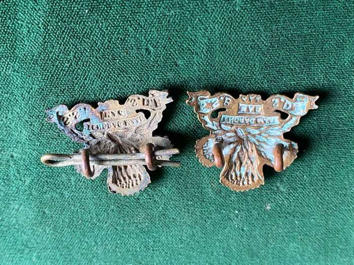 SPECIAL SERVICE BATTALION-GILDING METAL COLLARS BADGE PAIR-WORN 1934-1963-LUGS INTACT