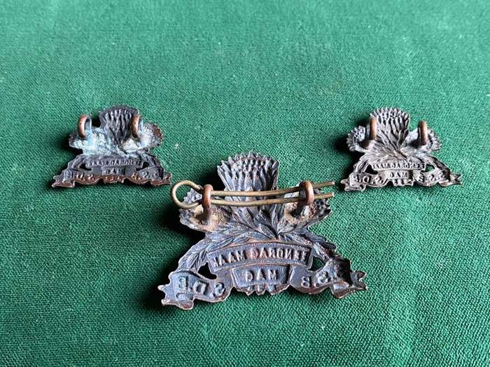 SPECIAL SERVICE BATTALION DARKENED BRASS CAP AND COLLARS-WORN WW2