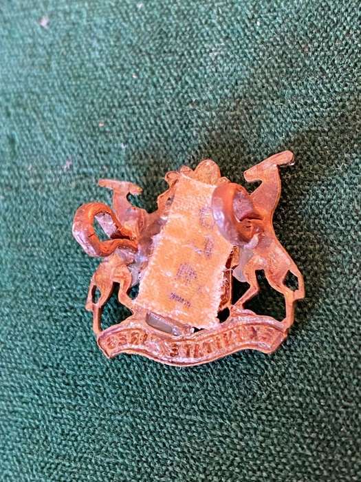 RAILWAY AND HARBOURS RIFLES,BRASS COLLAR BADGE-WORN 1915-1920- 2 LUGS