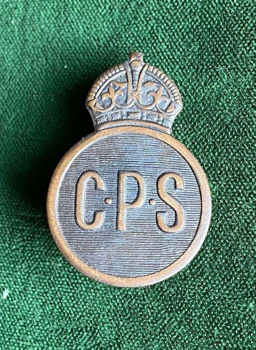 CIVILIAN PROTECTION SERVICE BUTTON HOLE BADGE-WORN WW2