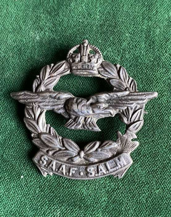 SAAF CAP BADGE-WHITE METAL-WORN 1926-1959-STICK PIN