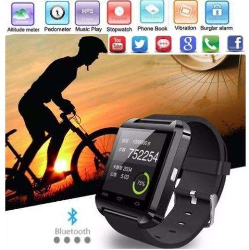 U80 Bluetooth Smartwatch - iPhone, Android, Pedometer, Sleep Monitor, Drink Reminder etc - Black