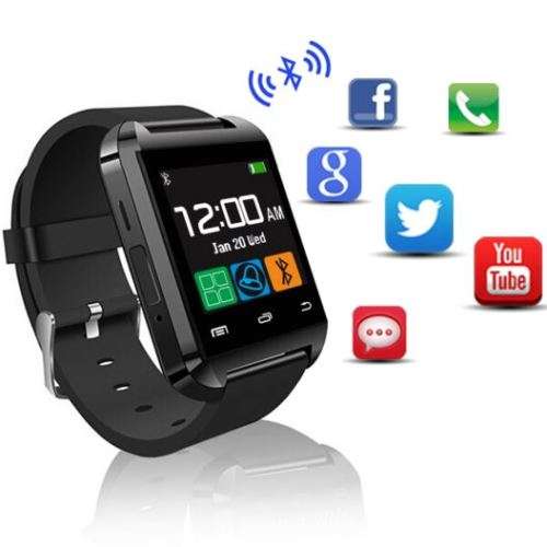 U80 Bluetooth Smartwatch - iPhone, Android, Pedometer, Sleep Monitor, Drink Reminder etc - Black