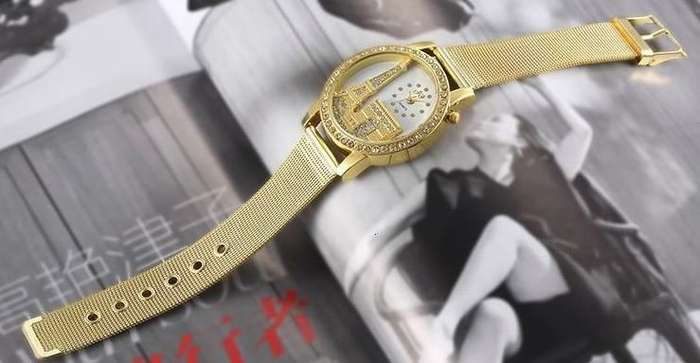 Elegant Rose Gold & Austrian Crystal Eiffel Tower Wrist Watch With Mesh Band