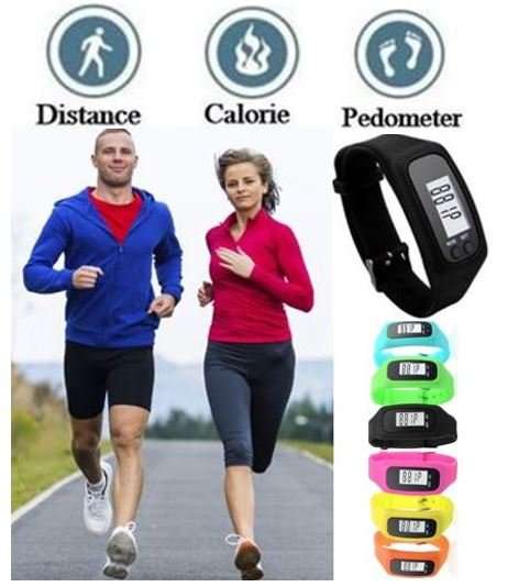 LCD Sport & Fitness PEDOMETER Wrist Watch, Step Counter, Calories, Distance, Available in 5 Colours