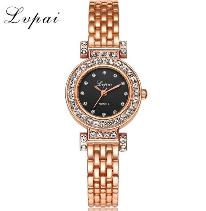 Elegant Ladies LVPAI Crystal Diamante Quartz Wrist Watch in Gold or Silver