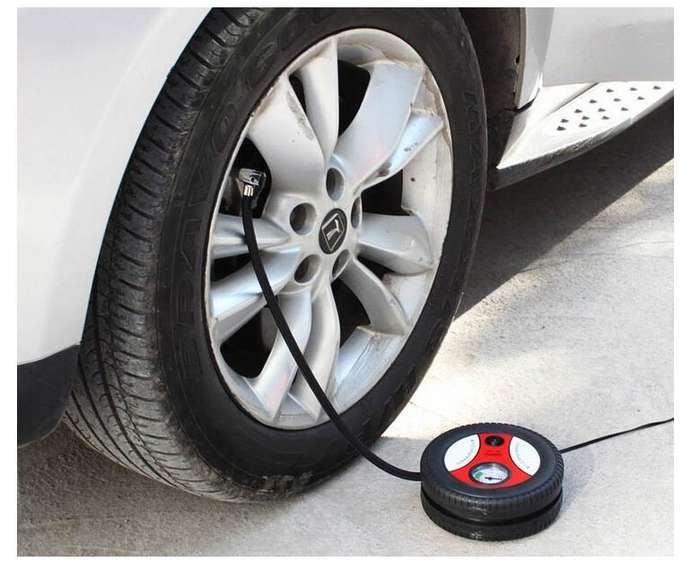12V Portable and Compact Electric Compressor - 260 PSI with Pressure Gauge and 3 Nozzle Adapters