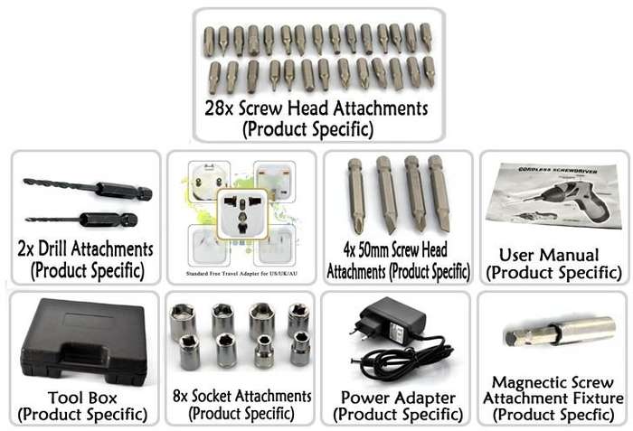 45 Piece Rechargeable Electric Drill & Screwdriver Set in Carry Case