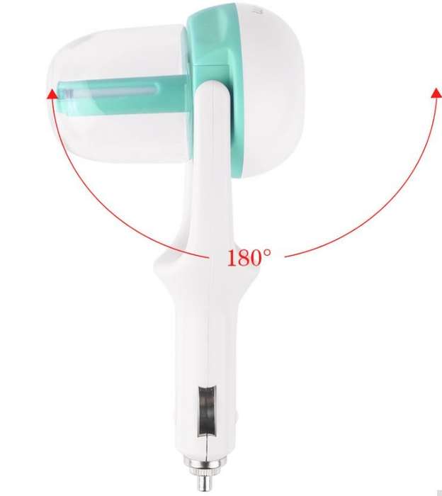 12V USB Car Charger, with Humidifier Aromatherapy, Rotates 180°