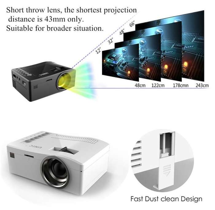 HD LED Multimedia Projector & Home Theater Cinema & Remote - AV, TV, VGA, HDMI, USB, SD, WTC