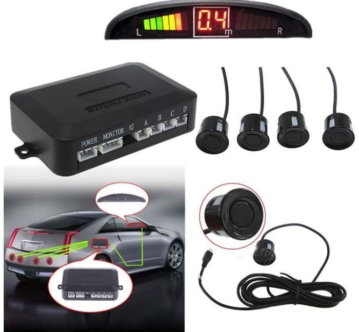 Parking Sensor Kit With Alarm, Control Box, LED Display Indicator & 4 LED Parking Sensors