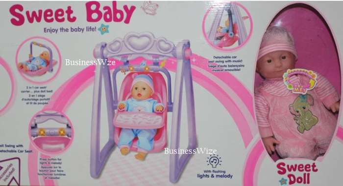 BLACK FRIDAY - WIN ONE GET ANOTHER TOY FREE (READ)  Crying Baby Doll in Swing & Detachable Car Seat