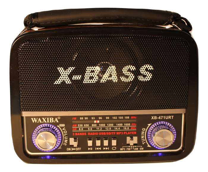 SD/USB/TF MP3 Player - AM/FM Radio, Build in X-Bass Speaker, Flash Light & Rechargeable Battery