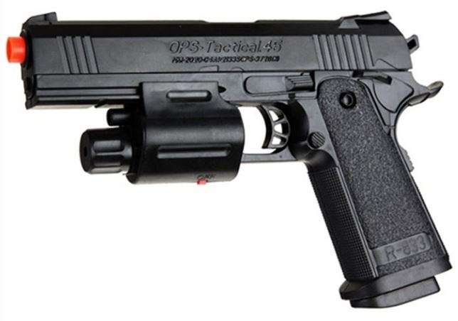 OPS Tactical 45 cal Spring Airsoft Pistol BB Gun With Laser and Flashlight