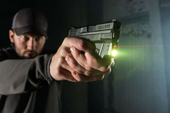 OPS Tactical 45 cal Spring Airsoft Pistol BB Gun With Laser and Flashlight