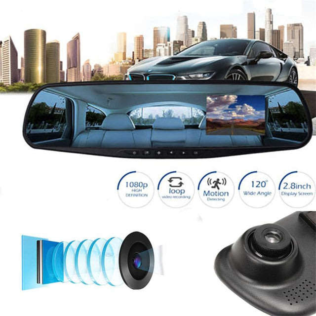 HD 1080P 2.8" Mirror Video Camera, LCD Screen, Support SD Card, Motion Detection, Loop Recording ...