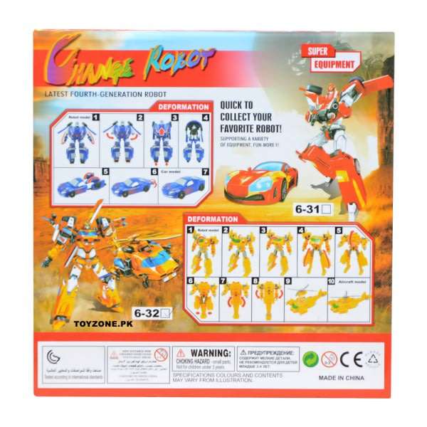 Super Change Transformer Robot Quickly Transforms Into a Car With Accessories