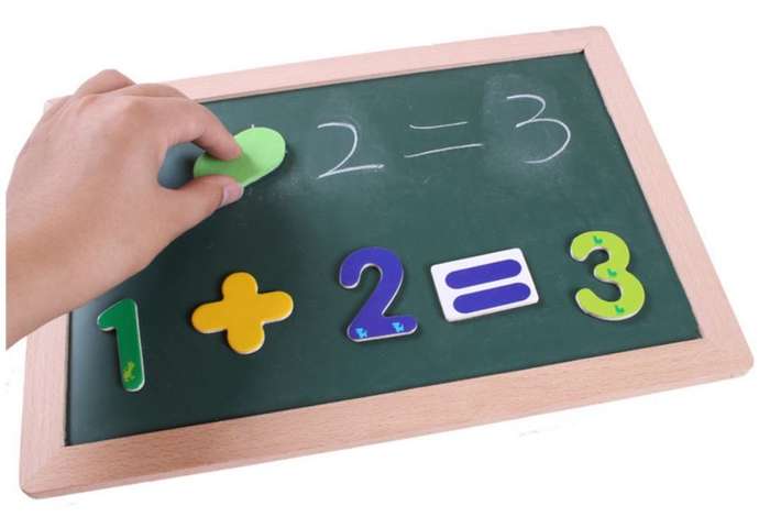 Mathematics Number & Animal Magnetic Whiteboard & Chalkboard Set In a Wooden Box