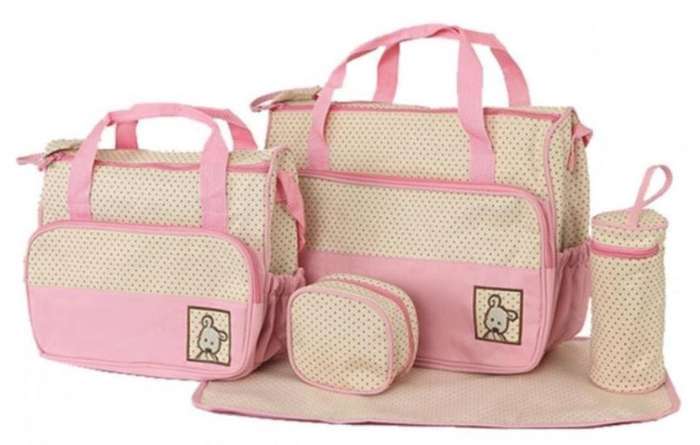 5 in 1 Baby Bag Set Made of Waterproof Microfiber Material - Lots of Space For All Your Baby's Needs