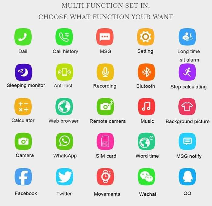 Professional Smart Watch Support SIM CARD, Bluetooth, Camera, Sleep Monitor, SD Card, Pedometer etc.