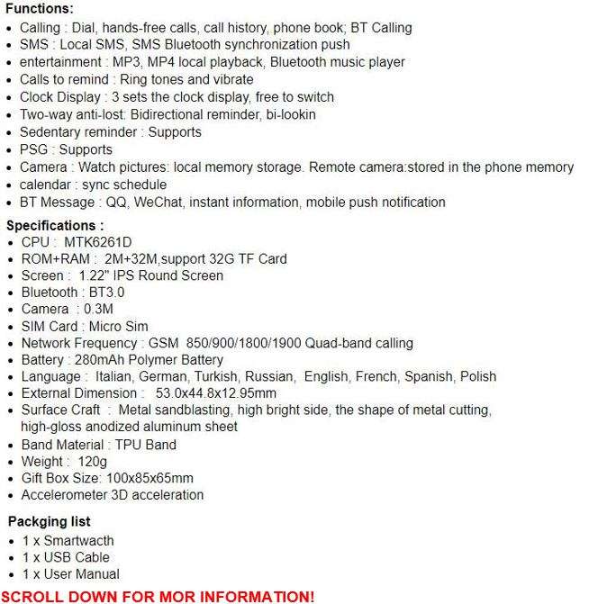 Professional Smart Watch Phone, SIM CARD, Bluetooth, Sleep Monitor, SD Card, Pedometer etc.