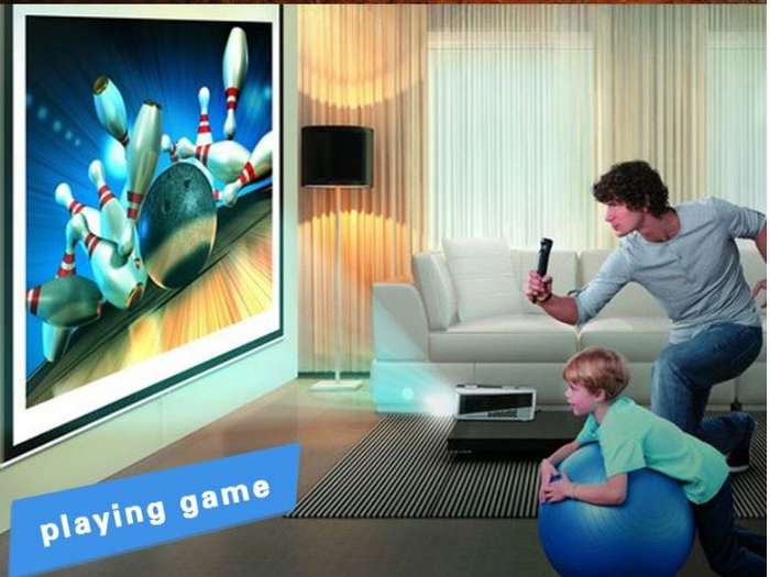 HD 1080P Multimedia Projector & Home Theater Cinema & Remote - AV, TV, VGA, HDMI, USB, SD, WTC