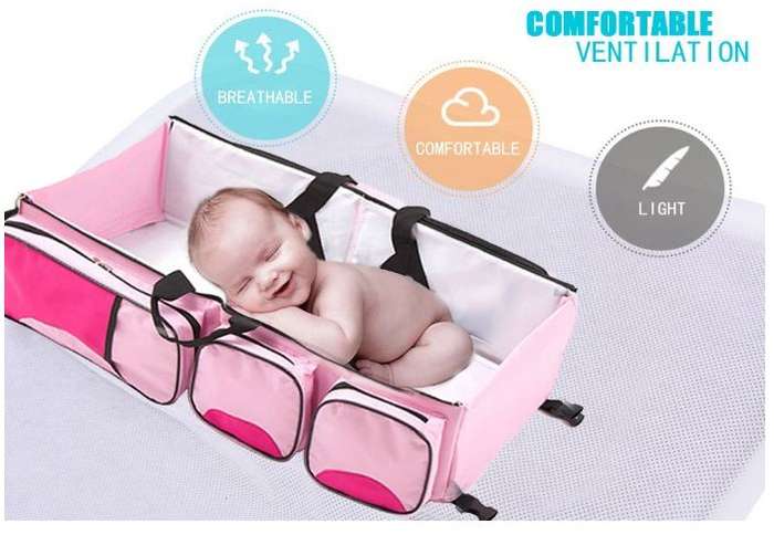 3 in 1 Baby Travel Bag, Bed & Carry Cot - Soft, Comfortable & Easy to Assemble