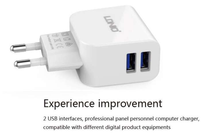 LDNIO Dual USB Current Protection Output 5V-2.1A Travel Charger for IOS