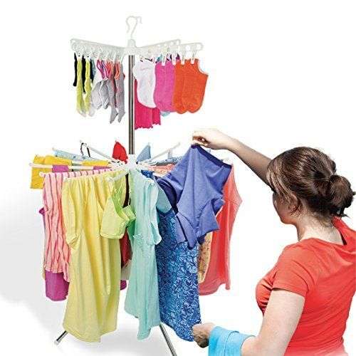 Portable 3-tier Collapsible Laundry Dryer - 360 Degree Swivel with Tripod Stand