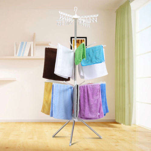 Portable 3-tier Collapsible Laundry Dryer - 360 Degree Swivel with Tripod Stand