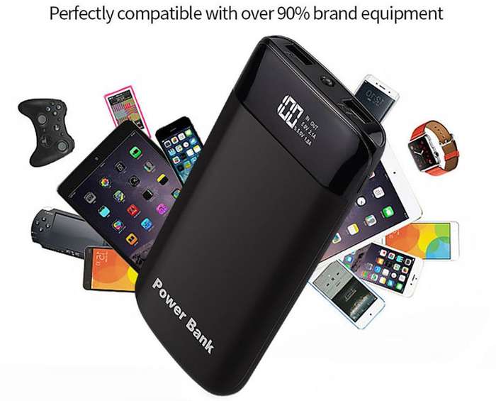 26 800 mAh, 2 USB POWER BANK for Charging of Electronic Devices & LED Flashlight