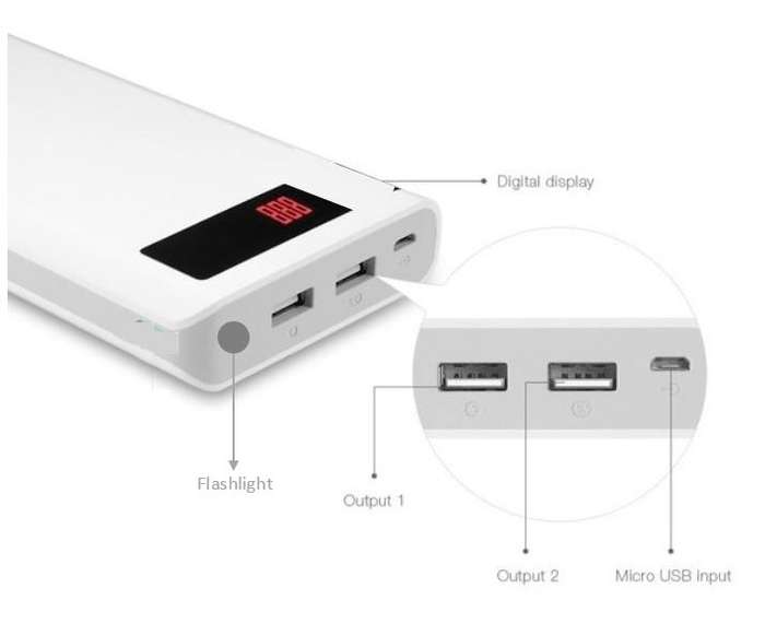 30 000mAh Power Bank - Dual USB FAST CHARGE with Flashlight, Large Capacity, Portable & Convenient